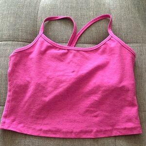 Beyond Yoga pink crop top with built in sports bra, size Medium